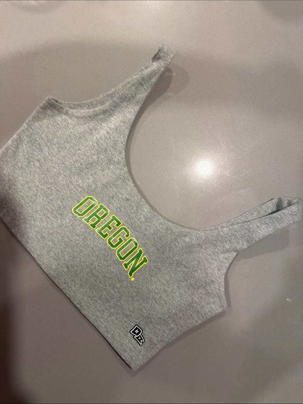 HYPE AND VICE MEDIUM DUCKS Oregon Grey Athletic Crop Tank Top